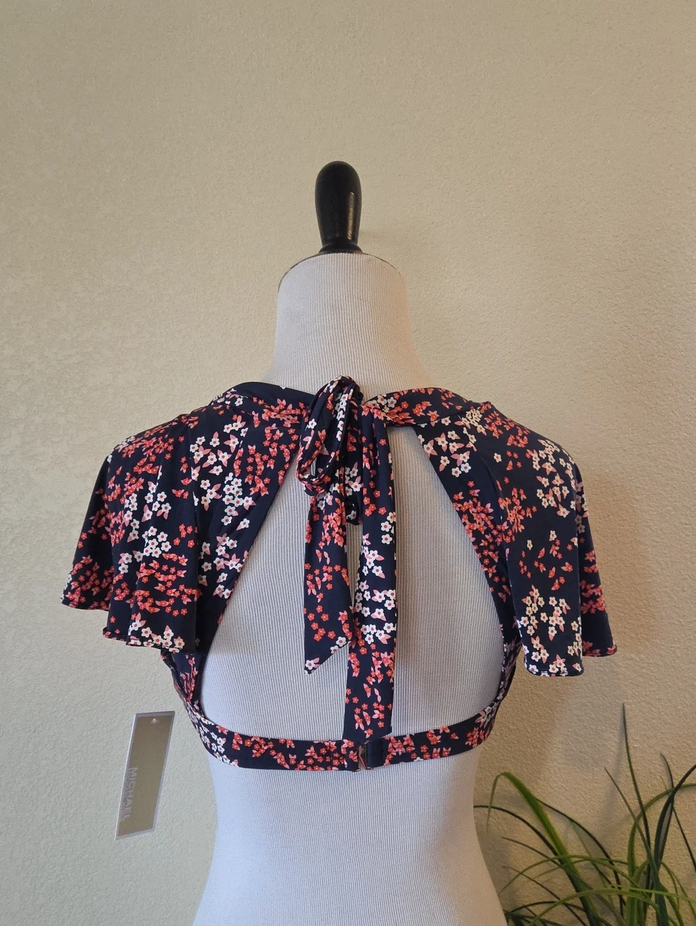 Michael Kors Blue, Pink & White Bikini Top Only Size Large
